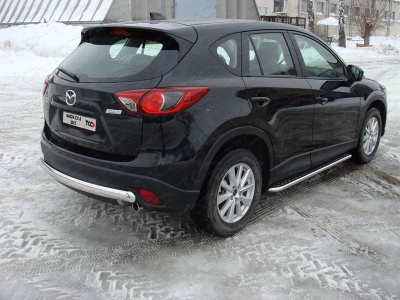 Защита заднего бампера овальная 75х42 мм ТСС для Mazda CX-5 2011-2015
