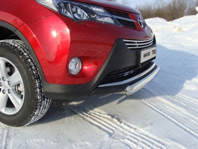 Защита переднего бампера овальная 75х42 мм ТСС для Toyota RAV4 2013-2015