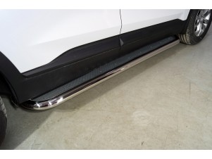 Пороги с площадкой (нерж. лист) 60,3 мм для Hyundai Santa Fe IV Рестайлинг 2020 – 2023 HYUNSF21-21