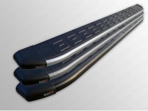 Пороги алюминиевые ТСС с накладкой серебристые для Mitsubishi L200 № MITL20014-08SL